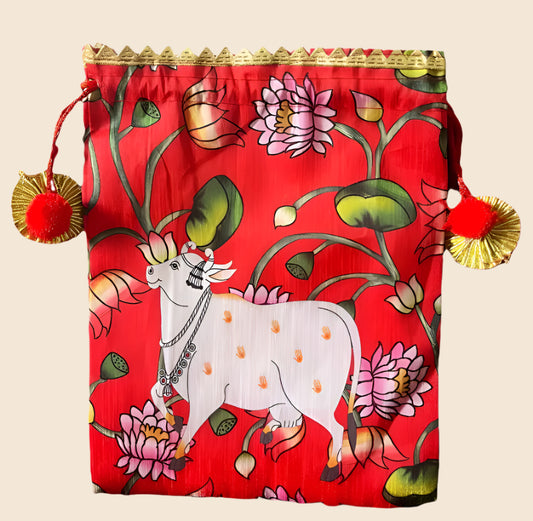 Pichwai cow printed Potli bag(Packof 10) image 1