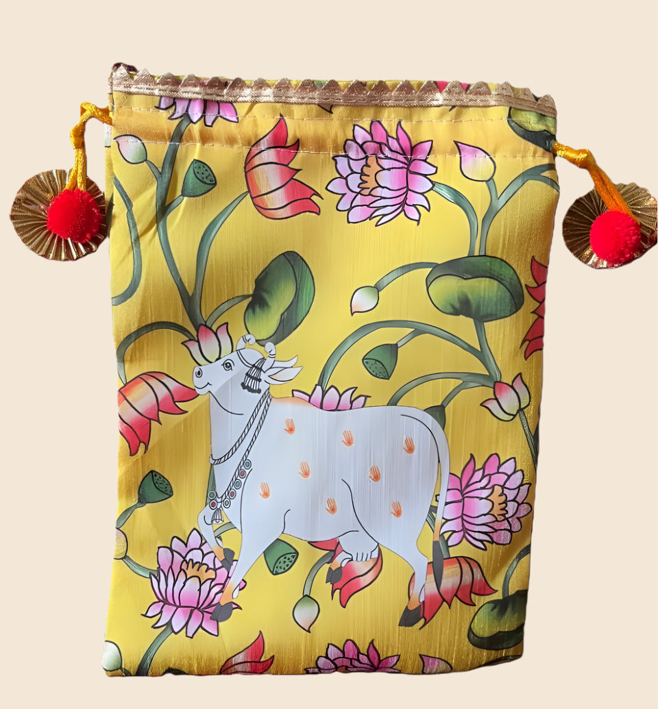 Pichwai cow printed Potli bag(Packof 10) image 2