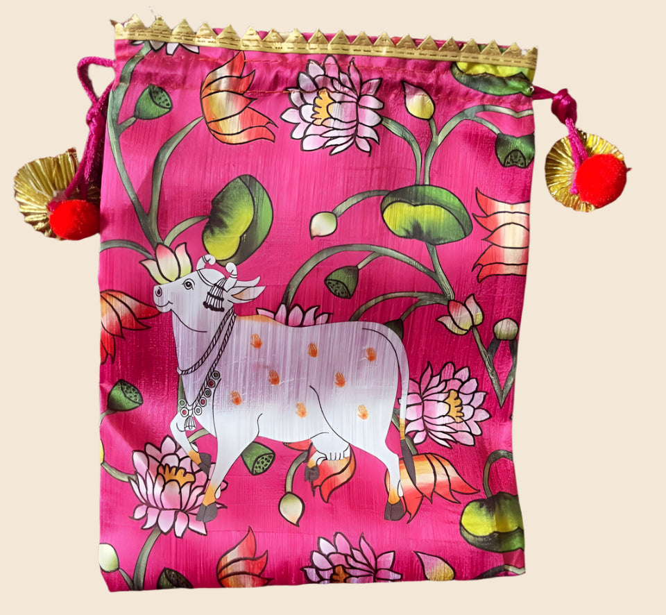 Pichwai cow printed Potli  bag(Packof 10) image 0